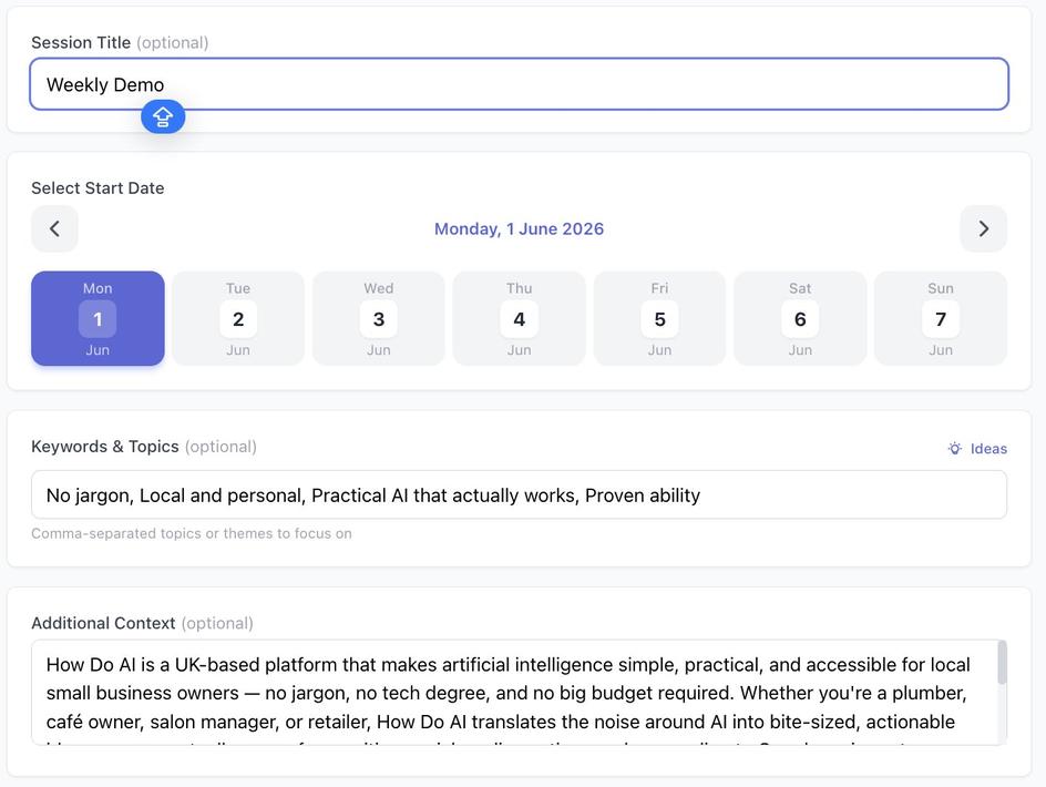 Generate a series of posts